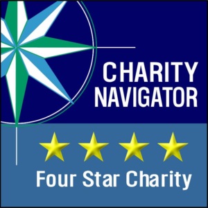 image that reads "charity navigator" "four star charity" with four gold stars displayed
