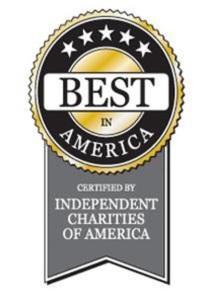 ribbon that reads "best in america" and "certified by independent charities of america"