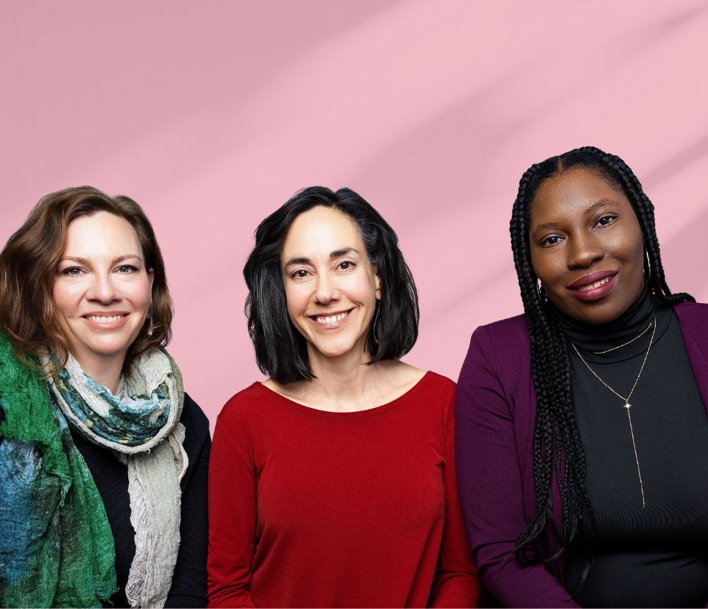 From left to right, Lauren Dasse, Yifat Susskind, and DeLisha Tapscott stand together smiling.